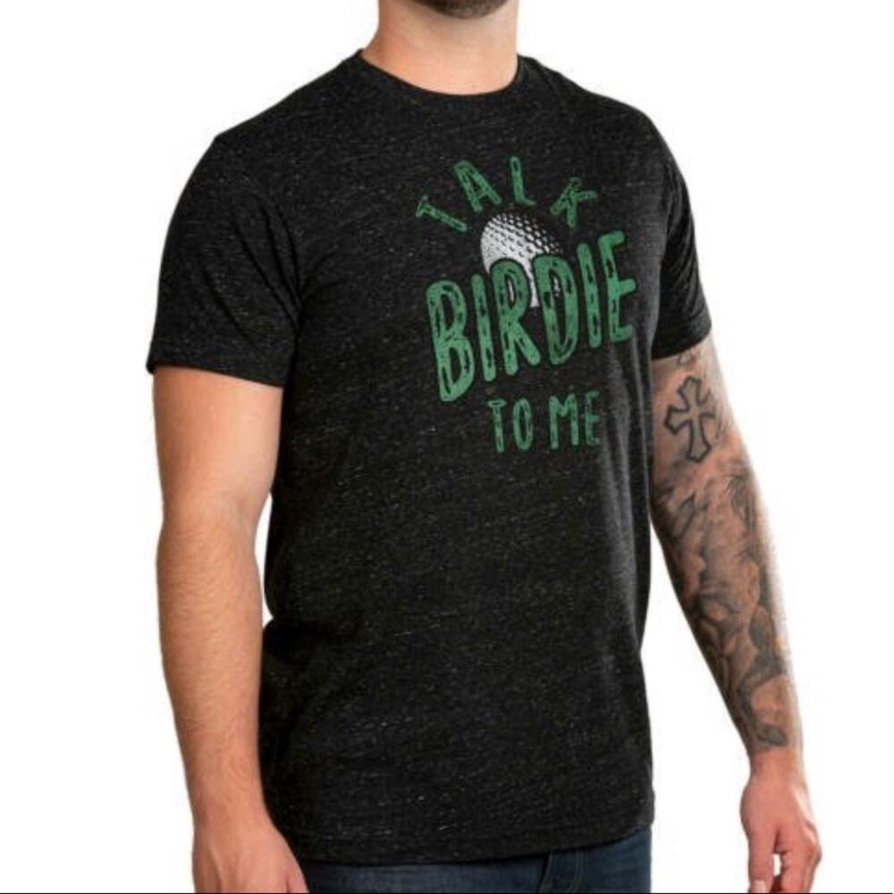 NEW State of Mine Men’s Short Sleeve Talk Birdie To Me Black Graphic T-Shirt